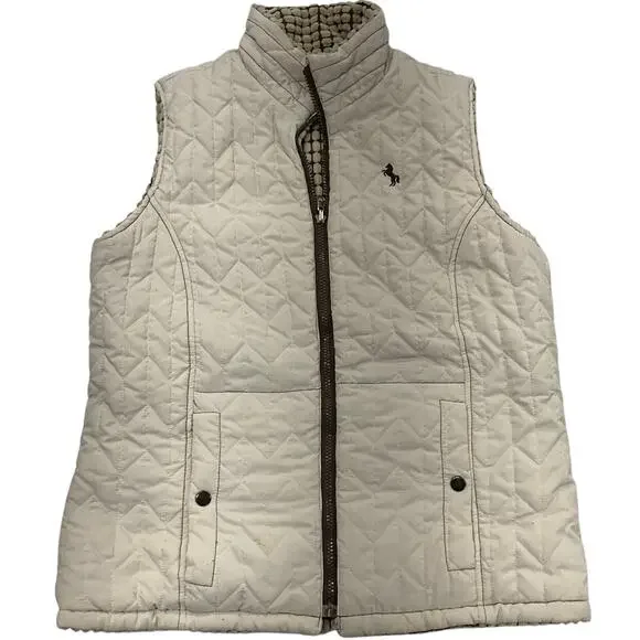 Cowgirl Up Reversible Women's Size L Vest Full Zip Pockets Ivory and Brown - Picture 2 of 10